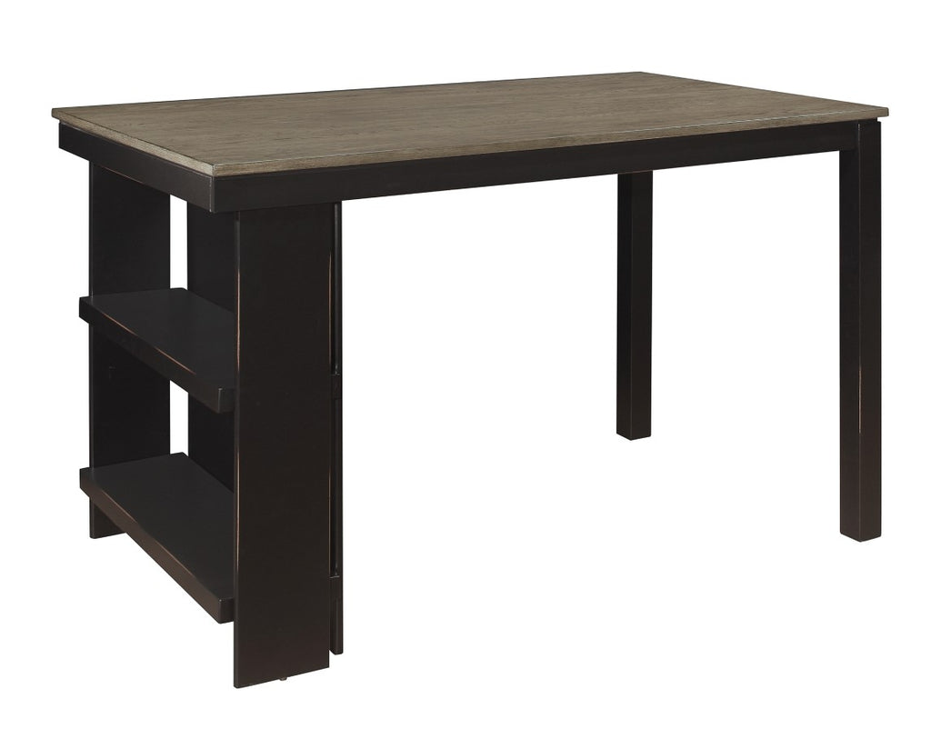 Homelegance 5842-36-5PC 5 pc Canora grey Stratus two tone grey and black finish wood counter height dining table set with shelf