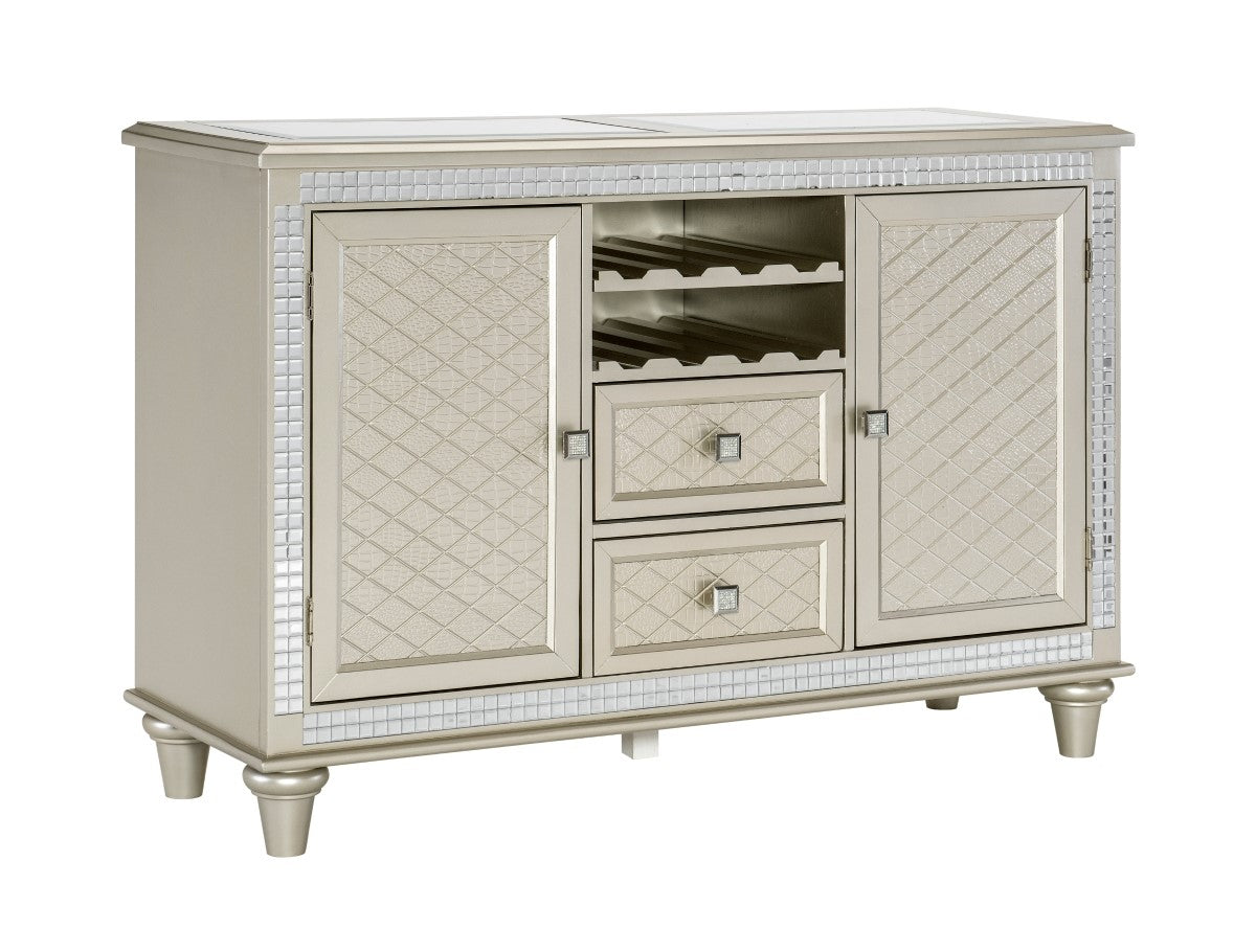 Homelegance 5844-40 Orren ellis champagne finish wood crystal accents dining buffet server cabinet