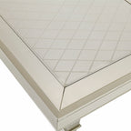 Homelegance 5844-84-7PC 7 pc Orren ellis champagne finish wood crystal accents dining table set with mirrored accents