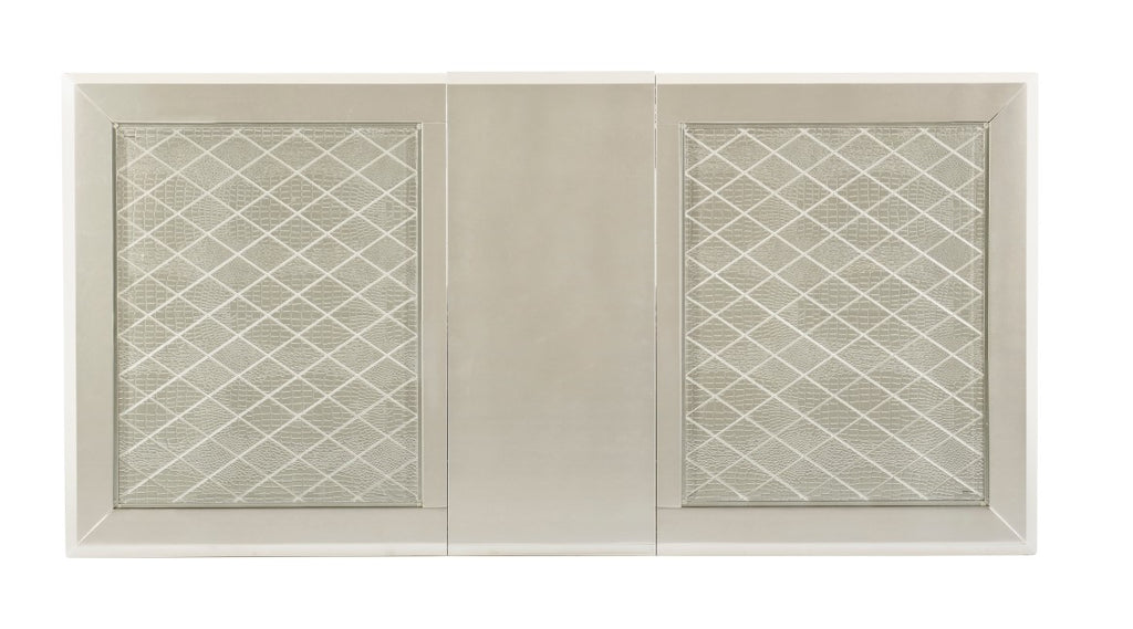 Homelegance 5844-84-7PC 7 pc Orren ellis champagne finish wood crystal accents dining table set with mirrored accents