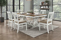Homelegance 5865-77 7 pc Glen meadows white and oak finish wood dining table set with trestle base