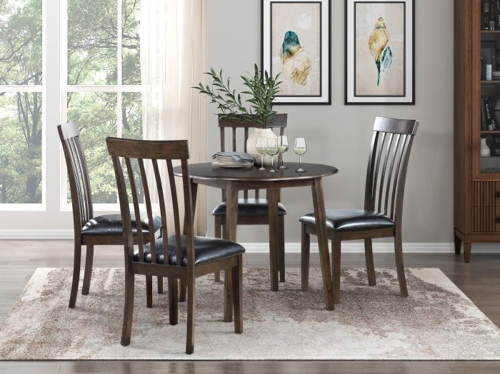 Homelegance Rutland 5-Piece Espresso Drop Leaf Round Dining Table Set – 5890RD-5PC