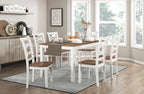 Homelegance 5894N-7PC 7 pc Dobson cherry and white finish wood dining table set wood seats "X' back design