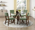 Aiden Brown Finish Wood 48" Round Glass Dining Table Set Olive Chairs – 5898-48RD-5F3-5PC