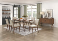 Monroe Walnut Finish Wood Trestle Base 7-Piece Dining Table Set with Fabric Seat and Backs – 5901-71-7PC