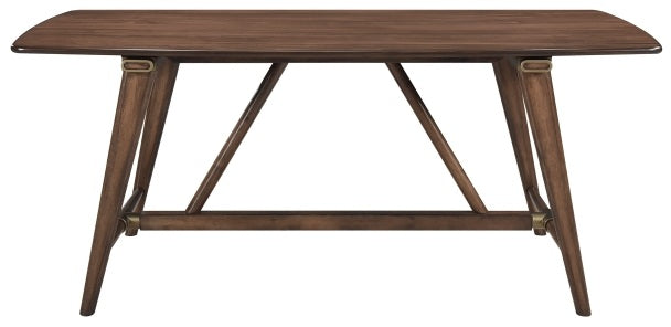 Monroe Walnut Finish Wood Trestle Base 6-Piece Dining Table Set with Fabric Seat, Backs and Bench – 5901-71-6PC
