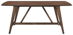 Monroe Walnut Finish Wood Trestle Base 6-Piece Dining Table Set with Fabric Seat, Backs and Bench – 5901-71-6PC