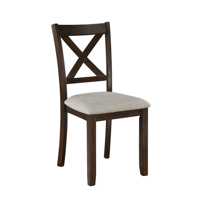 Homelegance 5905-7PC 7 pc Challis cherry finish wood dining table set padded seats "X' back design