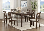 Homelegance Challis 7-Piece Cherry Wood Dining Table Set with X-Back Padded Chairs – 5905-7PC