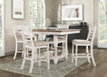 Homelegance 5906WH-36-5PC 5 pc Alburgh antique white and tobacco brown finish wood fabric padded seats counter height dining table set