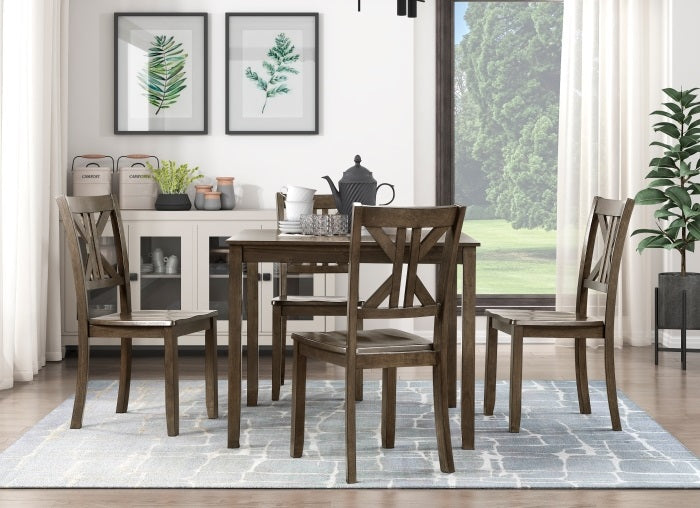 Homelegance 5907CH-5PC 5 pc Rivera charcoal brown finish wood dining table set