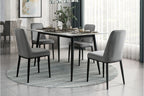 Homelegance Salerno 5-Piece Grey Sintered Stone Top Dining Table Set with Grey Velvet Chairs – 5909-59-5PCGY