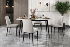 Homelegance Salerno 5-Piece Grey Sintered Stone Top Dining Table Set with Beige Velvet Chairs – 5909-59-5PCBE