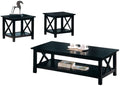 Coaster 5909 3 pc Red barrel studio rachelle dark merlot finish wood coffee and end table set with cross design legs