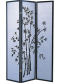 Prentice 3-Panel Black Wood Bamboo Design Shoji Screen Room Divider with Rice Paper – 591