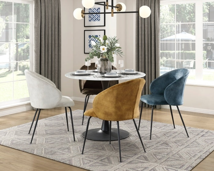 Homelegance 5920-39-RD-5PC 5 pc Cosimo marble print tempered glass top 39" round dining table set