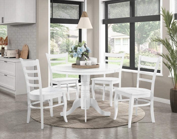 Homelegance 5923W-39RD-5PC-24S 5 pc Shelby white finish wood 39" round dining table set ladder back chairs