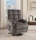 Acme 59263 Red barrel studio holtmann ipompea gray velvet fabric electric lift recliner chair with massage