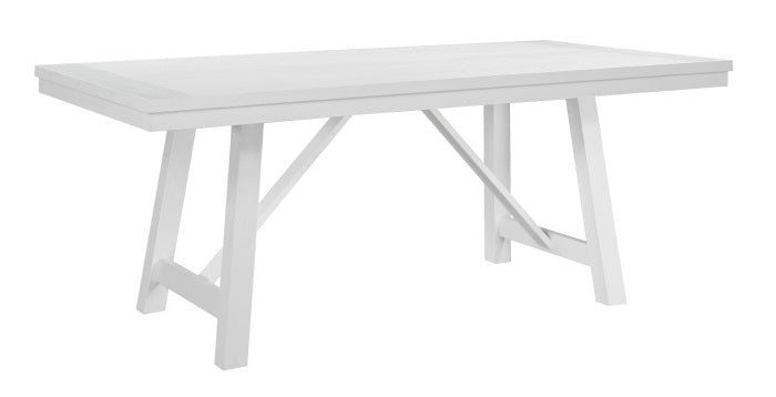 Homelegance Redmond 7-Piece White Trestle Dining Table Set with Black Ladder Back Chairs – 5929WH-72-7PCBK