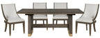 5933-96-7PC 7 pc Griffin brown finish wood dining table set fabric seating scoop style chairs