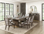 5933-96-7PC 7 pc Griffin brown finish wood dining table set fabric seating scoop style chairs