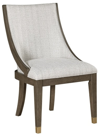 5933-96-7PC 7 pc Griffin brown finish wood dining table set fabric seating scoop style chairs