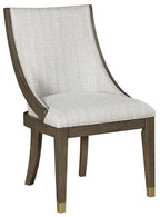 5933-96-7PC 7 pc Griffin brown finish wood dining table set fabric seating scoop style chairs