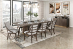 5933-96-7PC 7 pc Griffin brown finish wood dining table set fabric seating scoop style chairs