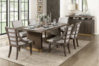 5933-96-7PC 7 pc Griffin brown finish wood dining table set fabric seating scoop style chairs