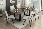 Homelegance 5939-84-7PC 7 pc Rochelle natural oak finish wood black metal legs dining table set