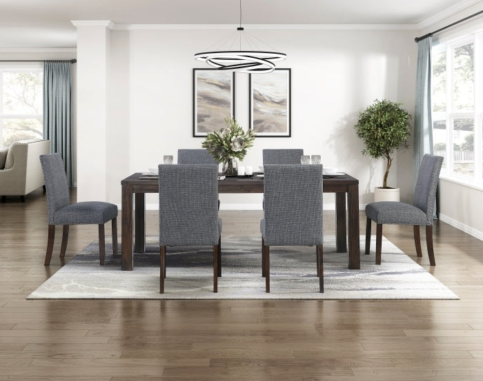 5976-5940GYS-7PC 7 pc Paulson dark brown finish wood dining table set grey chairs