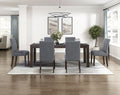 5976-5940GYS-7PC 7 pc Paulson dark brown finish wood dining table set grey chairs