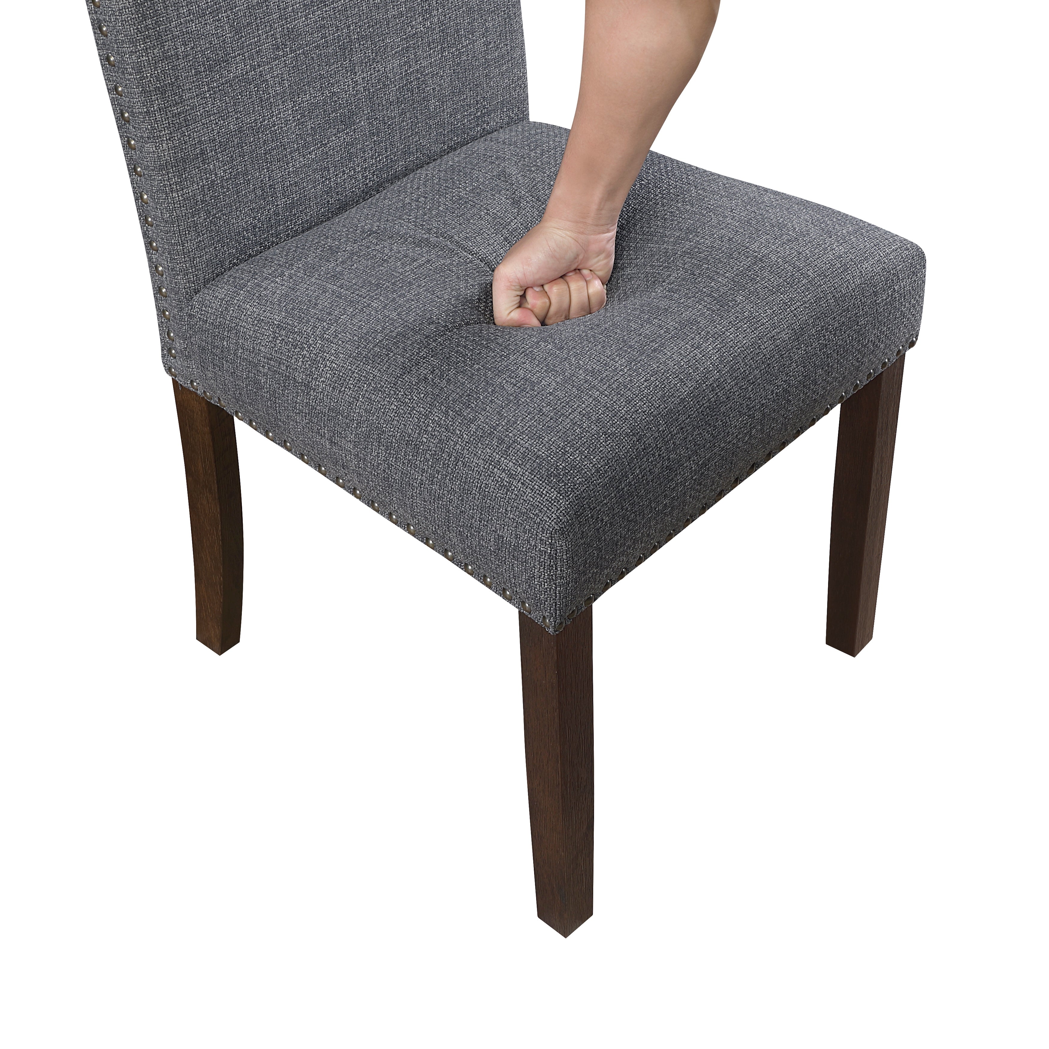 5976-5940GYS-7PC 7 pc Paulson dark brown finish wood dining table set grey chairs