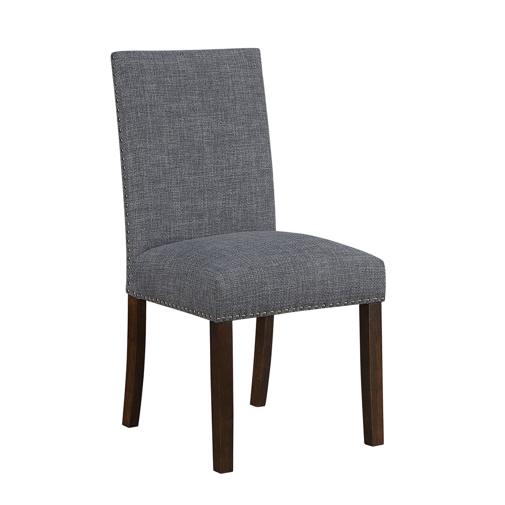 5976-5940GYS-7PC 7 pc Paulson dark brown finish wood dining table set grey chairs