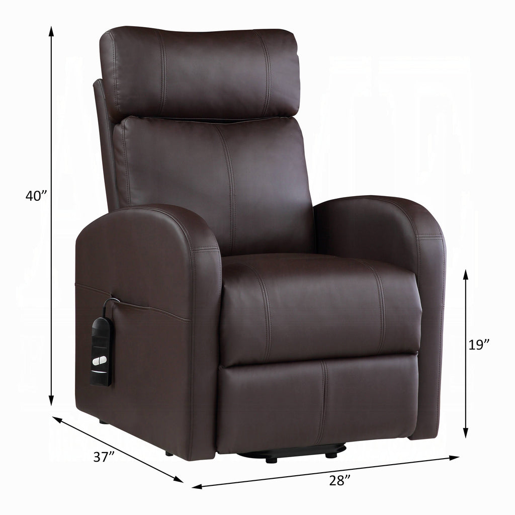 Acme 59498 Ricardo brown faux leather power lift power recliner chair