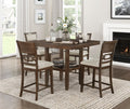 5955-36-5PC 5 pc Hutchinson dark brown finish wood square counter height dining table set fabric seats