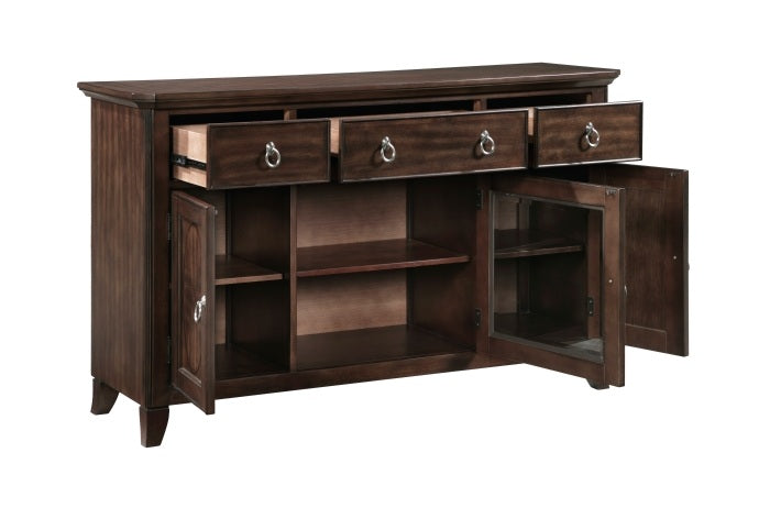 Homelegance 5962-40 Claymont cherry finish wood dark walnut inlay server console buffet cabinet sideboard