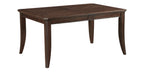 5962-7PC 7 pc Claymont cherry finish dark walnut inlay wood dining table set fabric seating