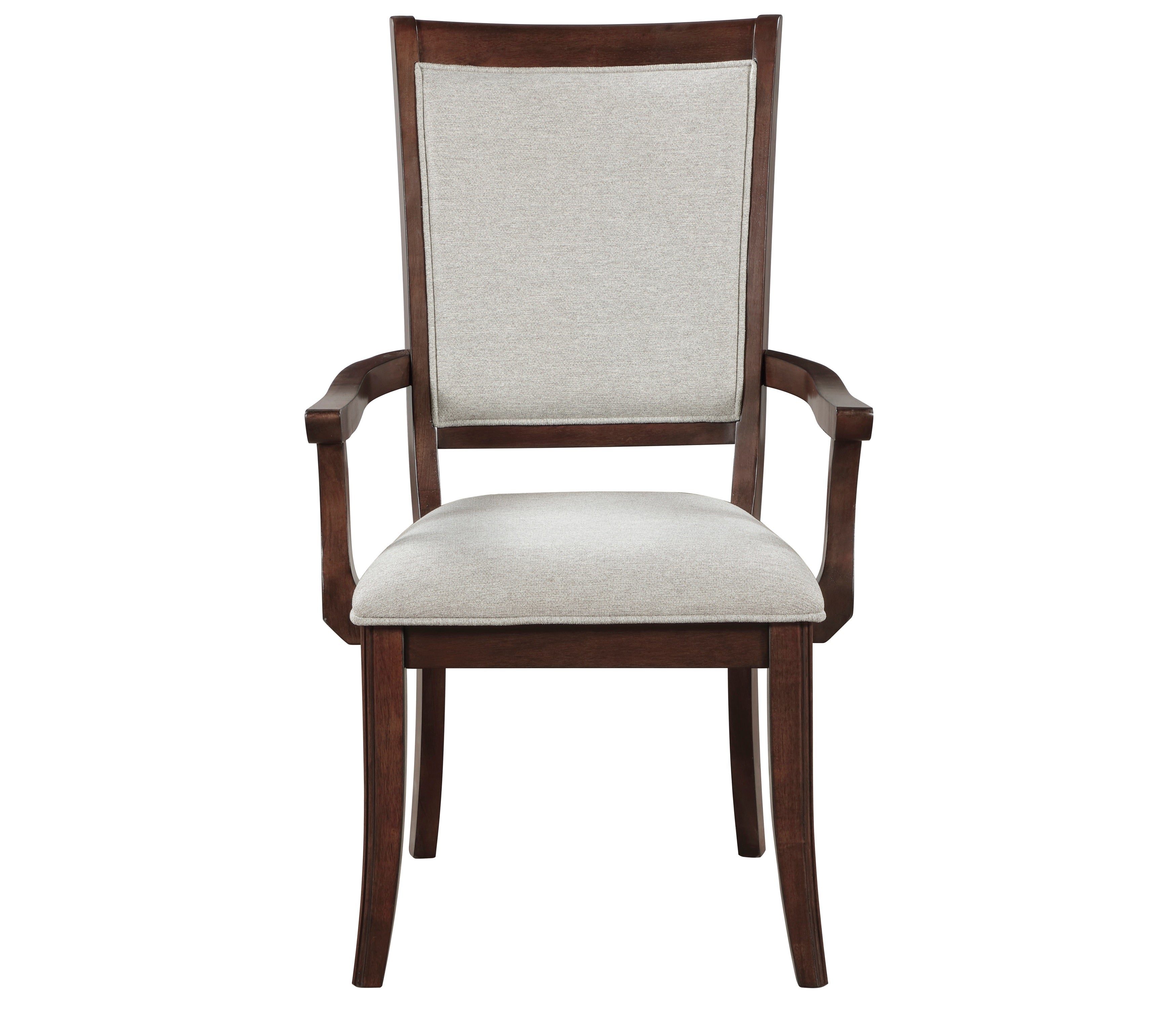 5962-7PC 7 pc Claymont cherry finish dark walnut inlay wood dining table set fabric seating