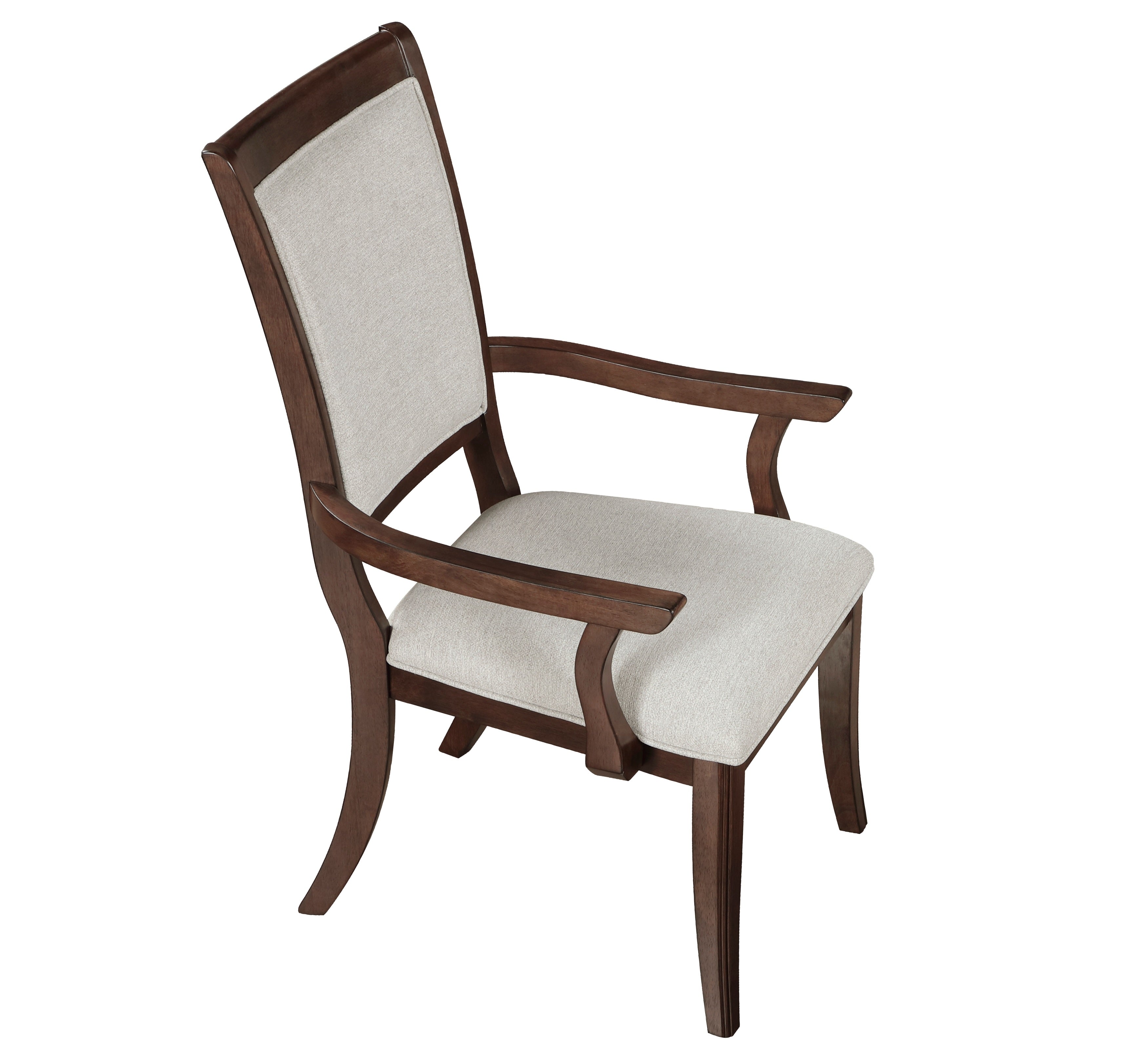 5962-7PC 7 pc Claymont cherry finish dark walnut inlay wood dining table set fabric seating