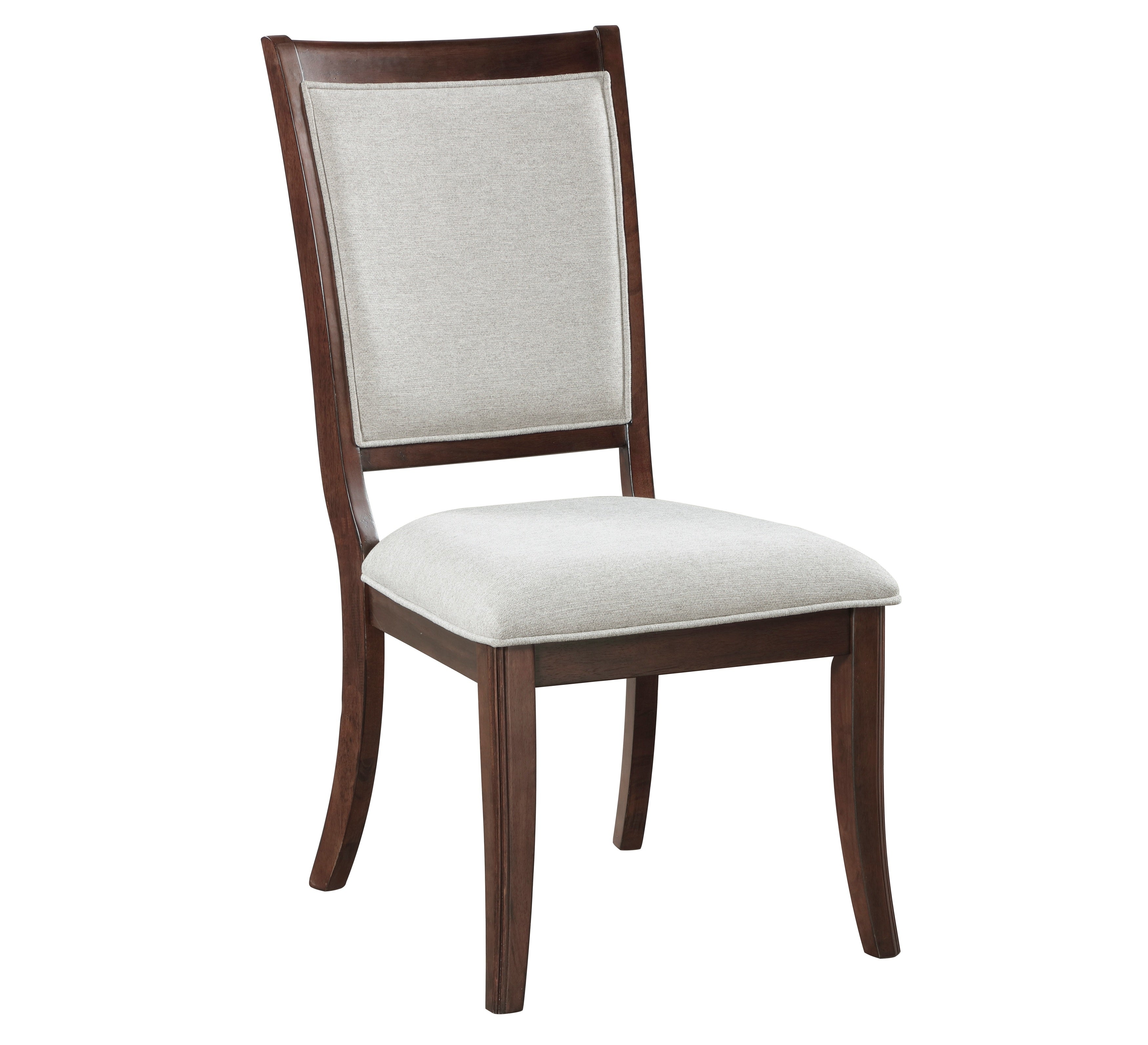 5962-7PC 7 pc Claymont cherry finish dark walnut inlay wood dining table set fabric seating