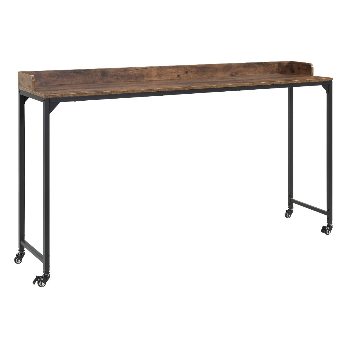 Homelegance 5963BR-22  Sumter 72" wide rustic brown finish wood black metal frame adjustable height over the bed desk