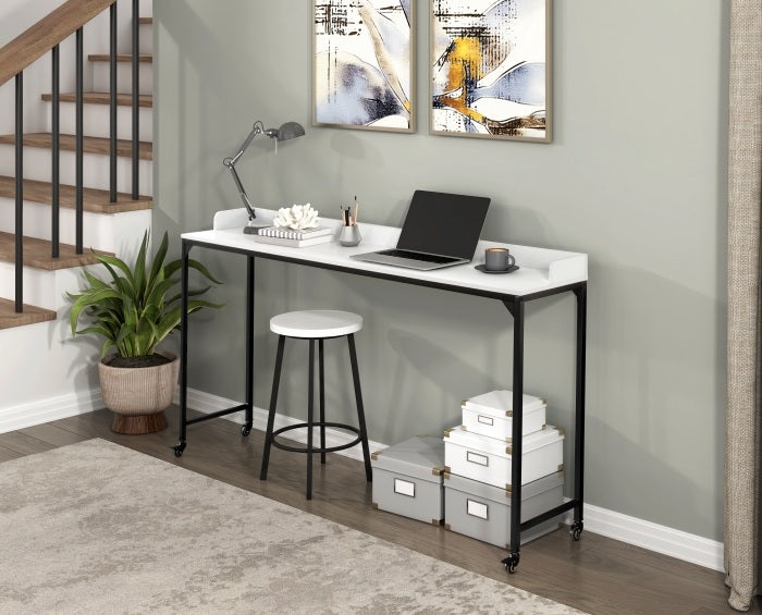 Homelegance 5963WH-22  Sumter 72" wide white finish wood black metal frame adjustable height over the bed desk