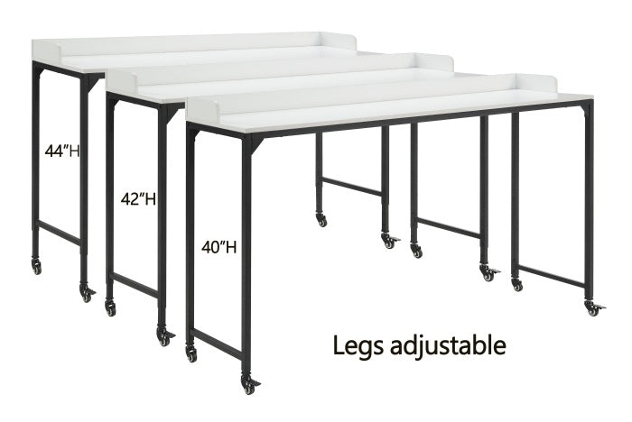 Homelegance 5963WH-22  Sumter 72" wide white finish wood black metal frame adjustable height over the bed desk