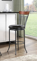 Homelegance 5967-29 Ira black metal frame faux leather seat swivel barstool with wood back