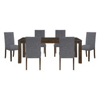 5976-5940GYS-7PC 7 pc Paulson dark brown finish wood dining table set grey chairs