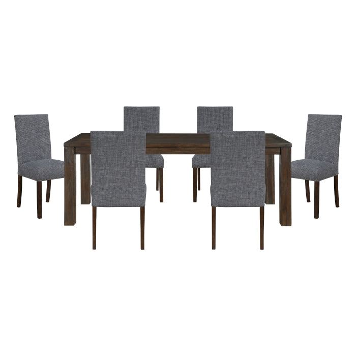 5976-5940GYS-7PC 7 pc Paulson dark brown finish wood dining table set grey chairs