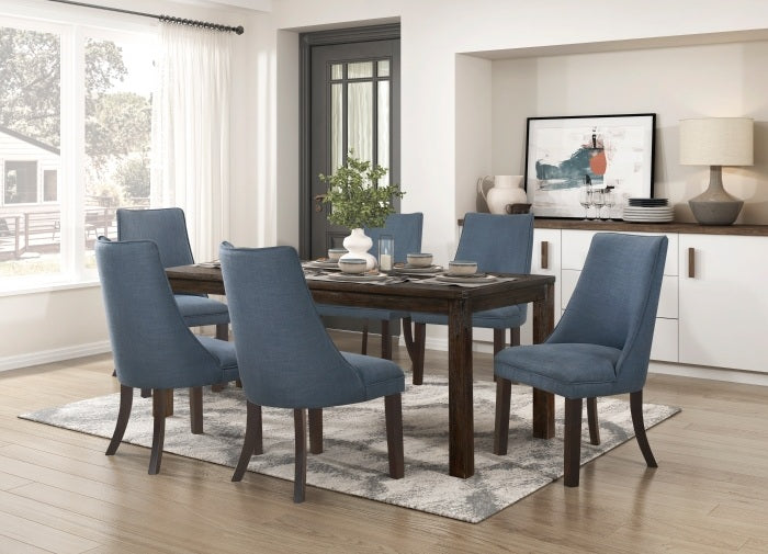 Paulson Dark Brown Finish Wood 7-Piece Dining Table Set with Scoop Style Chairs – 5976-79-7PC