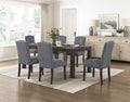 5976-5977GYS-7PC 7 pc Paulson dark brown finish wood dining table set grey chairs