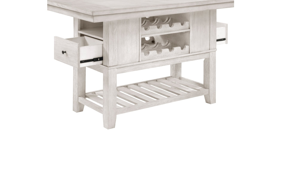 Homelegance 5982-36-7PC 7 pc Savile wire brushed antique white finish wood counter height dining table set